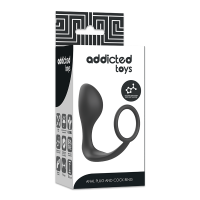 Addicted Toys Anal Plug And Cock Ring Black