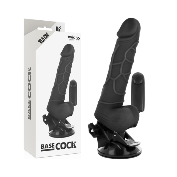 Basecock vibrator with penis extender 18.5 cm black