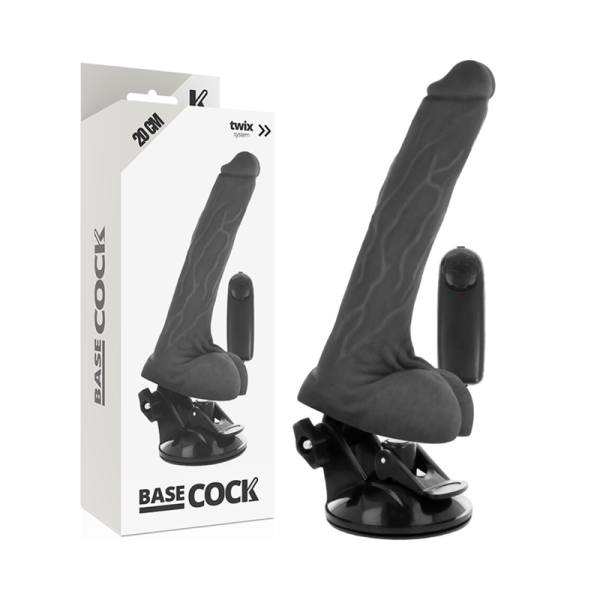 Basecock vibrator with penis extender 20 cm black