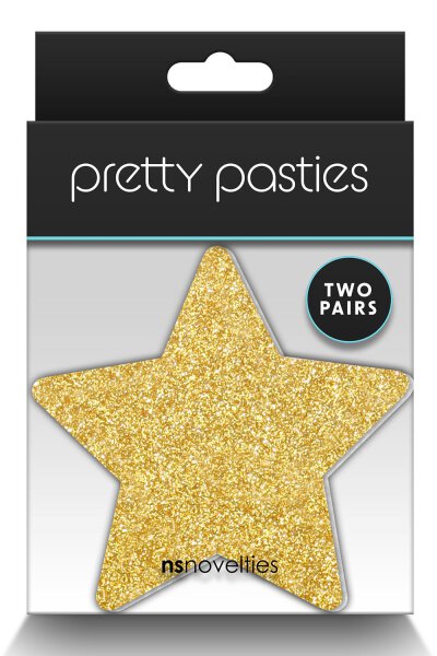 Pretty Pasties Glitter Stars Black Gold 2 Pair