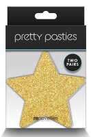 Pretty Pasties Glitter Stars Black Gold 2 Pair