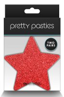 Pretty Pasties Glitter Stars Red Silver 2 Pair