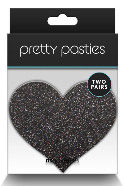 Pretty Pasties Glitter Hearts Black Gold 2 Pair