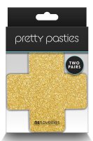 Pretty Pasties Glitter Cross Black Gold 2 Pair