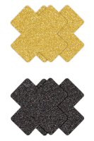 Pretty Pasties Glitter Cross Black Gold 2 Pair