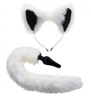 XR Brands White Fox Tail and Ears Set