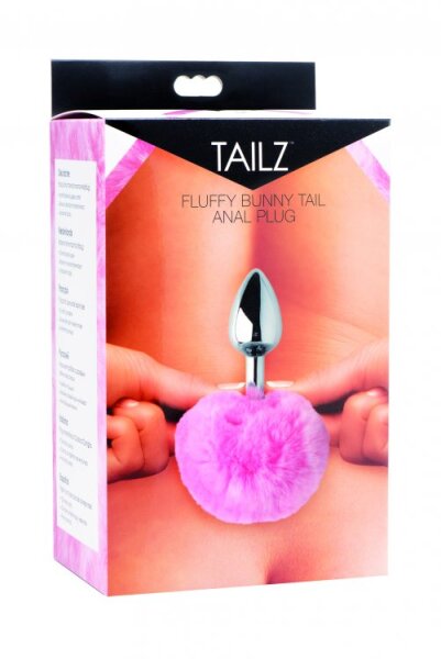 XR Brands Flauschiger Hasenschwanz Anal Plug  2,5 cm rosa