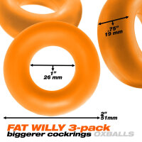 Oxballs Fat Willy 3er-Pack Penis/-Hodenringe Orange