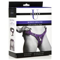 XR Brands Bodice Deluxe Leather Corset Harness Purple