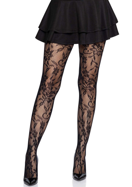 Seamless Floral Lace Tights OS