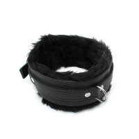 Fluffy Inside Black Leather Collar