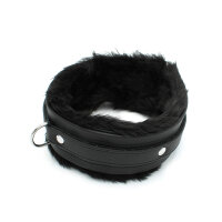 Fluffy Inside Black Leather Collar