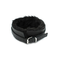 Fluffy Inside Black Leather Collar