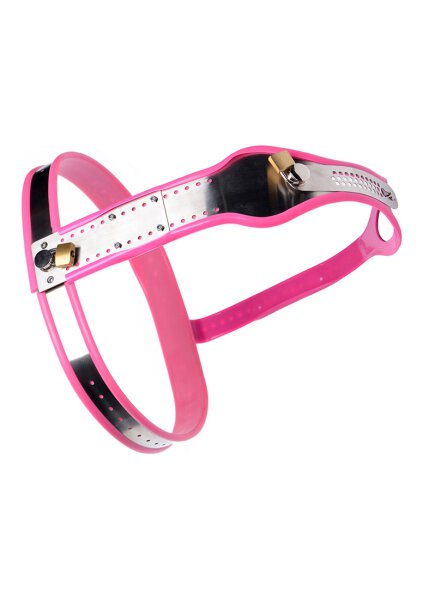 Master Series Stainless Steel Adjustable Female Chastity Belt Pink