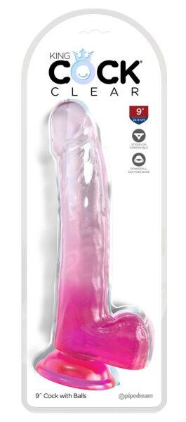 KingCockClear 9 w balls Pink 24,8 cm