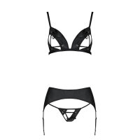 Passion Miley 3pcs set with open bra black
