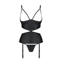 Passion Jannies corset & thong with open cups black