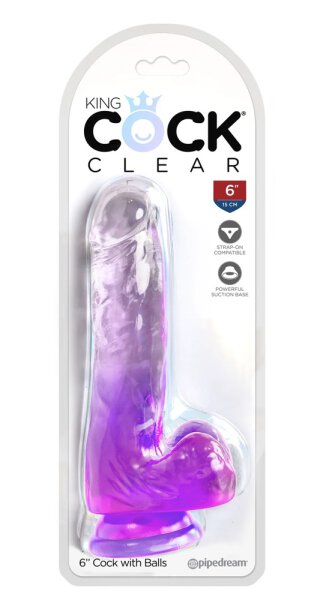 KingCockClear 6 w balls purple 17,8 cm