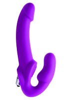 XR Brands Evoke Vibrating Strap On purple
