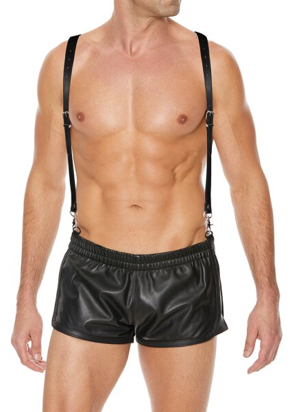 Shots split leather suspenders for men black