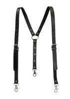 Shots split leather suspenders for men black
