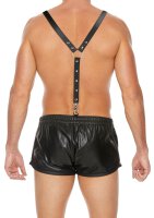 Shots split leather suspenders for men black