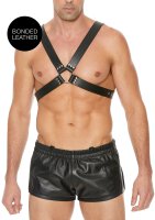 Shots leather chest harness with large buckle black one...
