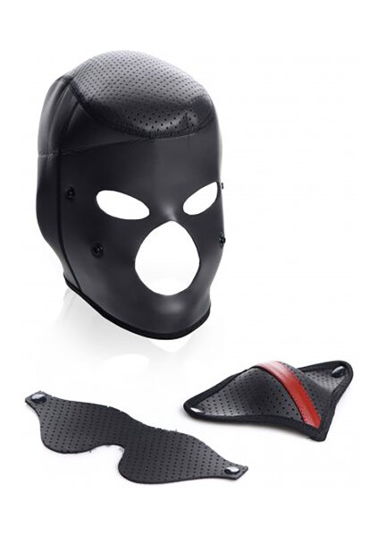 XR Brands Scorpion Gesichtsmaske mit abnehmbarer Augenbinde + Mundbedeckung schwarz, rot