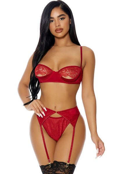 Forplay Just a Peek Lingerie Set red M