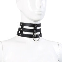 Tripple O-Ring Strap Collar PU-Leather