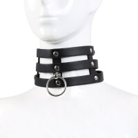 Tripple O-Ring Strap Collar PU-Leather