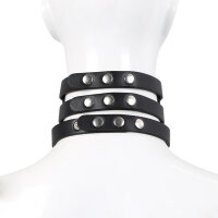 Tripple O-Ring Strap Collar PU-Leather