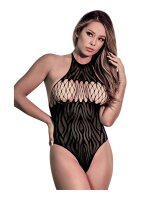 Magic Silk - Seamless Halter Teddy - One Size - Black