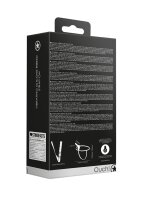 Shots- Ouch! - Vibrating - Rechrgeable - 10 Speed Silicone Ribbed Strap-On - Adjustable - Black