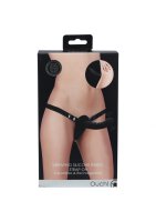Shots- Ouch! - Vibrating - Rechrgeable - 10 Speed Silicone Ribbed Strap-On - Adjustable - Black