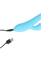 Loveline gerippter ultra softer Silikon Rabbit Vibrator gletscherblau