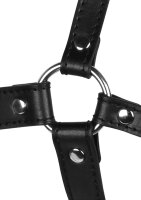 Shots head harness with solid ball gag black