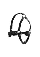 Shots head harness with solid ball gag black