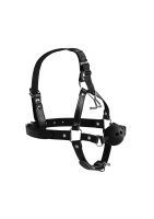 Shots head harness with breathable ball gag and nose hook black