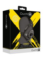 Shots head harness with open mouth gag and stopper black