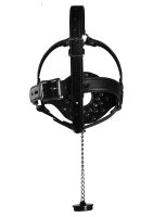 Shots head harness with open mouth gag and stopper black