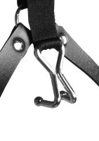 Shots head harness with spider mouth gag and nose hook black