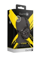 Shots head harness with spider mouth gag and nose hook black