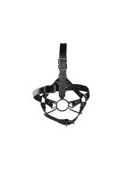 Shots head harness with spider mouth gag and nose hook black