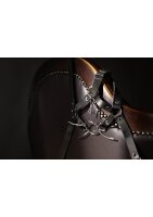 Shots head harness with spider mouth gag and nose hook black