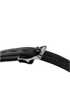 Shots Kopfgeschirr mit offenem Mundknebel, Stöpsel und Trichter schwarz