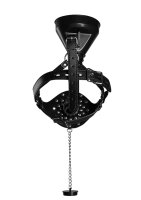 Shots Kopfgeschirr mit offenem Mundknebel, Stöpsel und Trichter schwarz