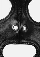 Shots Leder Maske mit blondem Pferdeschwanz schwarz