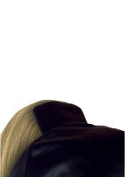 Shots Leder Maske mit blondem Pferdeschwanz schwarz