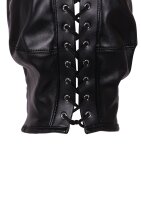 Shots Leder Maske mit braunem Pferdeschwanz schwarz